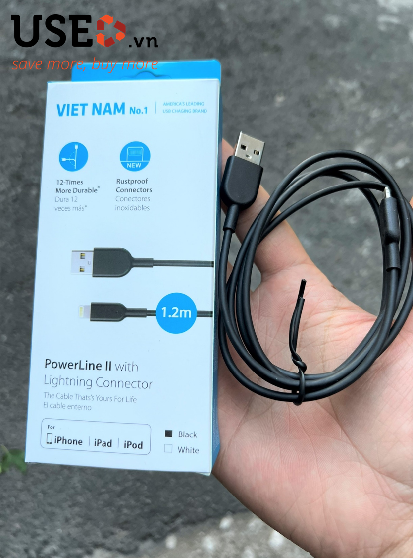 Cáp usb - lightning powerline ll - used.vn