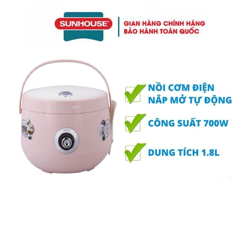 Nồi cơm điện Sunhouse 1.8L nắp gài lòng nồi lớp chống dính siêu bền công nghệ nấu 3D giúp cơm không khô cháy hay chãy nhão