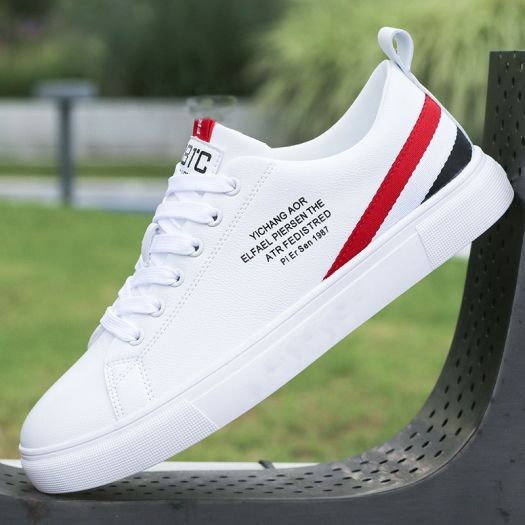 Giày bata trắng phối đen da mềm, đế cao su êm chân, phong cách thời trang hàn quốc 2022