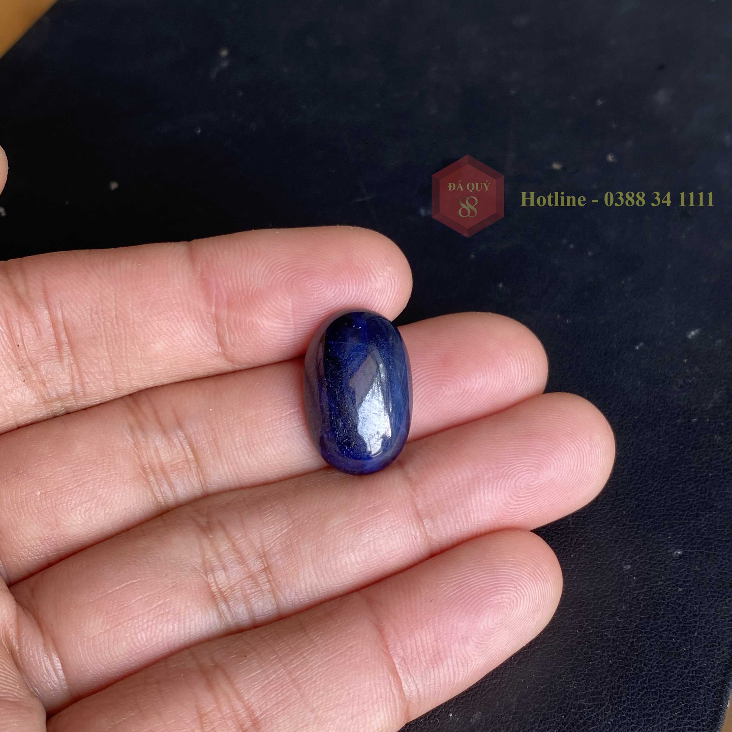 Mặt đá saphia xanh tự nhiên yên bái mài sống size 22.55ct