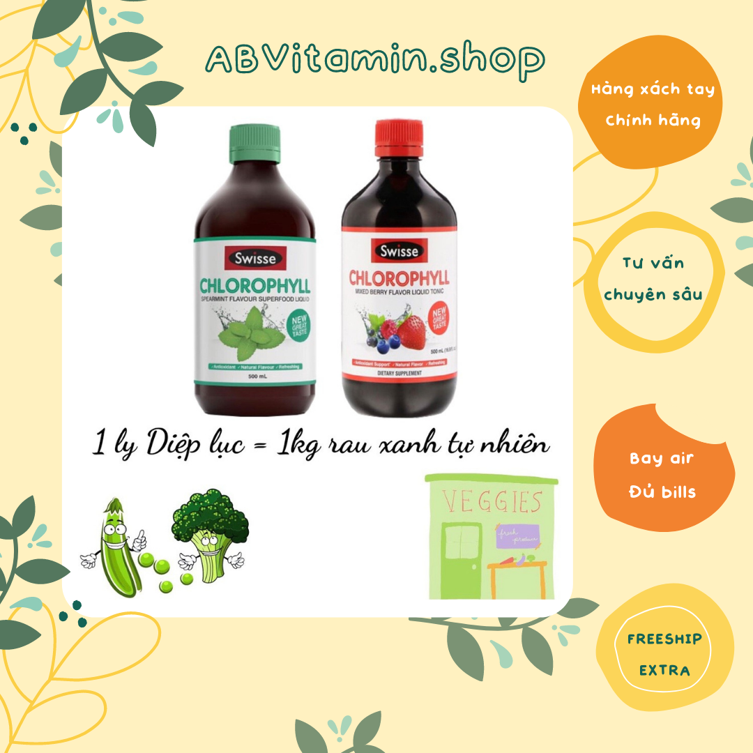 Nước diệp lục Swisse Úc đủ vị chai 500ml