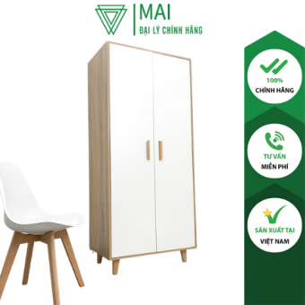Tủ quần áo 2 cánh có chia ngăn phong cách đơn giản - GP129