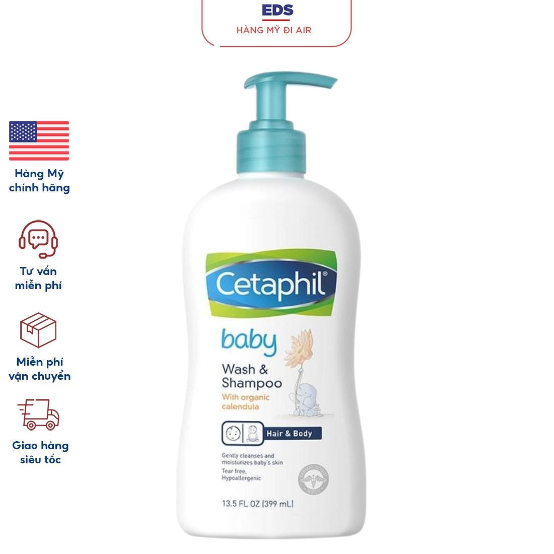 Sữa tắm gội toàn thân cho bé cetaphil baby wash & shampoo – 399ml - eds hàng mỹ