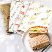 50 Pcs Food Wax Paper Greaseproof Food Paper Sandwich Food Wrappers Baking Hamburgers Fries Dessert Pad Grease Resistant