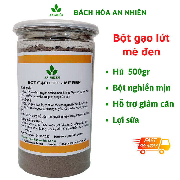 Bột gạo lứt mè đen thực dưỡng lợi sữa An Nhiên 500gr