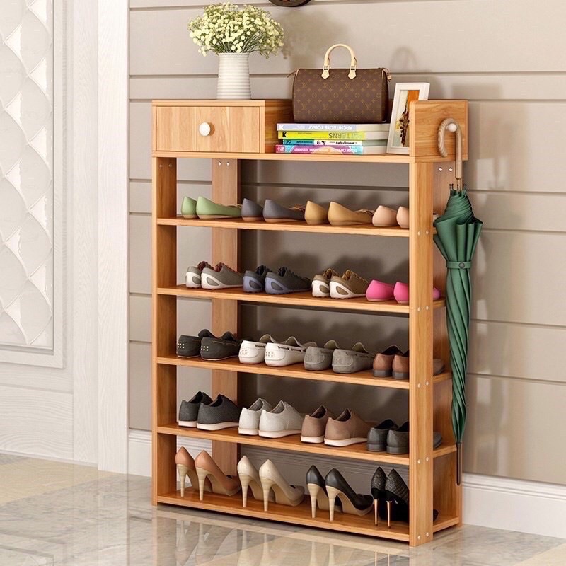 Kệ gỗ đẻ giày 5 tầng , có ngăn kéo tiện ích