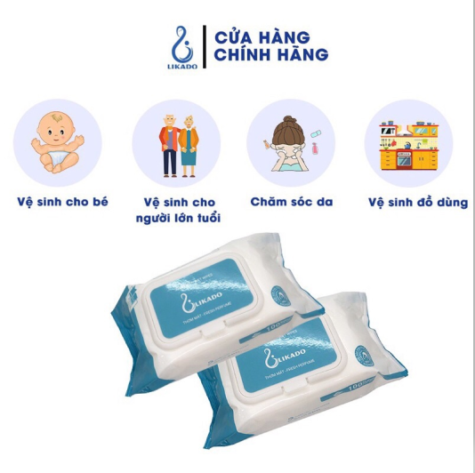 1 thùng khăn giấy ướt không mùi cho bé Likado gói 100 miếng
