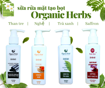 Sữa rửa mặt ngừa mụn sáng da tạo bọt Organic Herbs 100ml (4 loại lựa chọn)