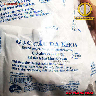 Gạc cầu đa khoa Fi30 x 1 lớp hiệu memco 500 miếng/50 gói/bịch