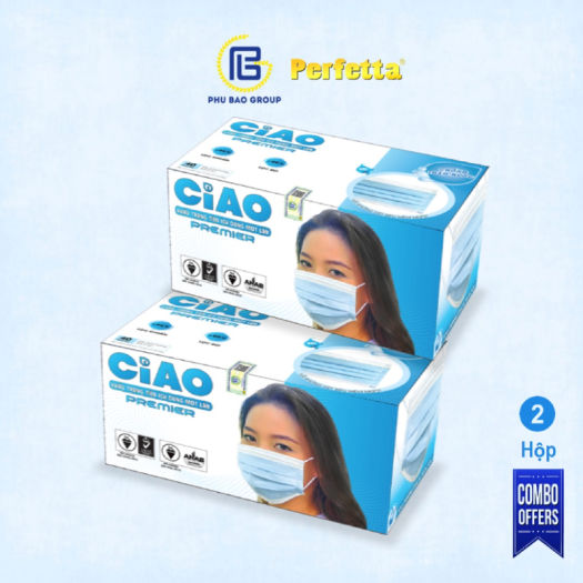 Khẩu trang y tế CIAO 2 lớp đa năng, chống thấm nước (40 cái/ hộp) đóng gói riêng từng cái