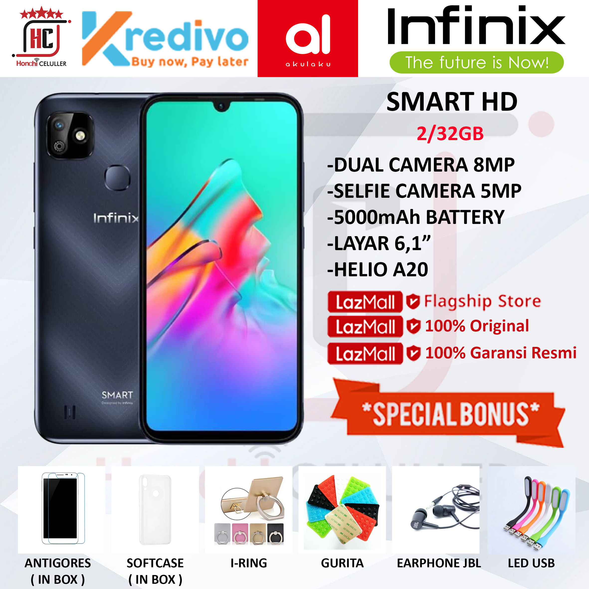 INFINIX SMART HD 2/32GB RAM 2GB ROM 32GB GARANSI RESMI INFINIX INDONESIA Giá 1,499,000 Đồng*Miễn phí vận chuyển