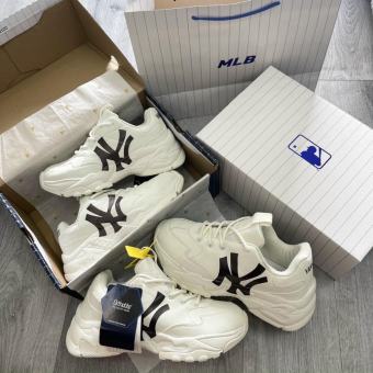 Giày MLB Boston, Ny, LA Hot Hit, Giày Thể Thao Tăng Chiều Cao MLB NY chữ đen bản đẹp