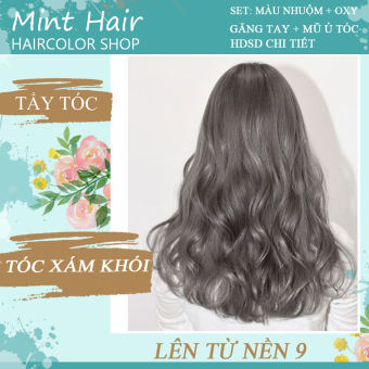 kem nhuộm tóc tại nhà thảo dược màu xám khói- tẩy tóc- tặng kèm oxy
