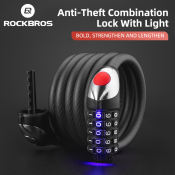 RockBros LED Bike Cable Lock - Anti-theft Safety, 5-Digit