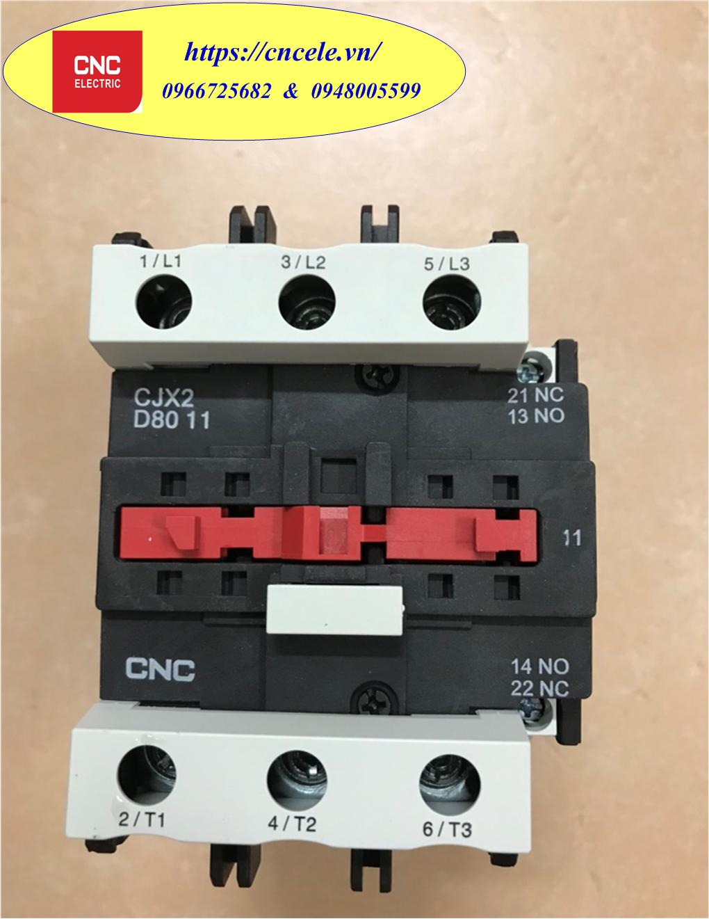 Khởi động từ cnc 3 pha - 80a, contactor cnc 3p - 80a, mã cjx2d-8010.