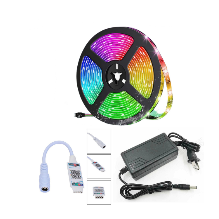 Đèn led Tiktok 2M 5M 10M RGB 16 triệu màu điều khiển bằng điện thoại, nháy theo nhạc, dây led đổi màu,Kèm nguồn điện 220V