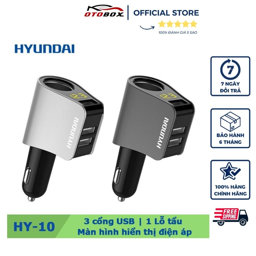 Tẩu sạc nhanh ô tô chính hãng Hyundai QC3.1, tẩu sạc điện thoại trên ô tô 3 cổng usb, có đèn leb báo điện áp, tẩu sạc xe hơi OTOBOX bảo hành 6 tháng, lỗi 1 đổi 1