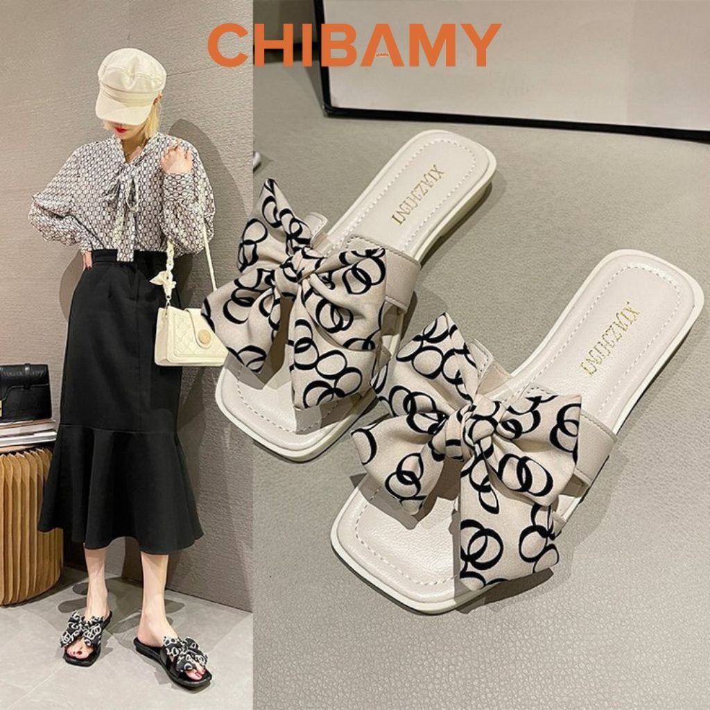 Dép Thời Trang Nữ Thắt Nơ Tiểu Thư phong cách tiểu thư đi biển, đi chơi - ChiBamy