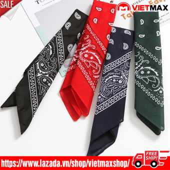 Khăn Turban Bandana Vải Cotton Vuông Hiphop Buộc Đầu , Quấn Cổ Đa Năng 54x54cm