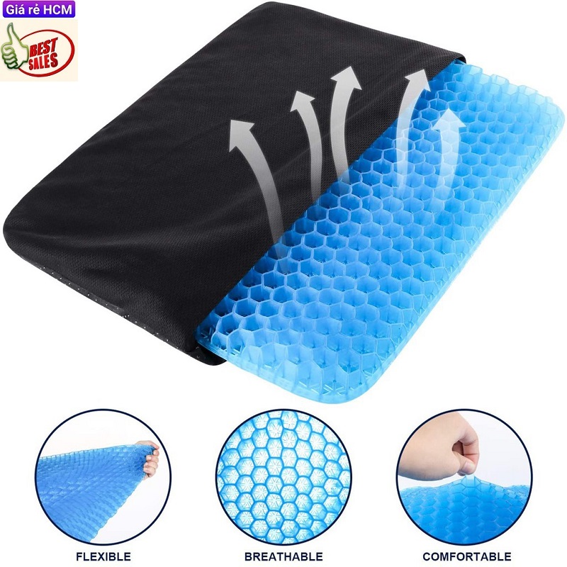 (TẶNG KÈM BAO NỆM) Đệm Ngồi 3D Thoáng Khí,Đệm Gel Tổ Ong Đàn Hồi Lót Ghế -Chống Đau Mỏi Lưng Tạo Cảm Giác êm ái thoải mái