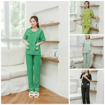 đồ bộ mặc nhà , bộ ngủ nữ pijama đũi gân tay ngắn quần dài ,đồ bộ mặc ở nhà chất vải đũi gân freesize 38-55kg