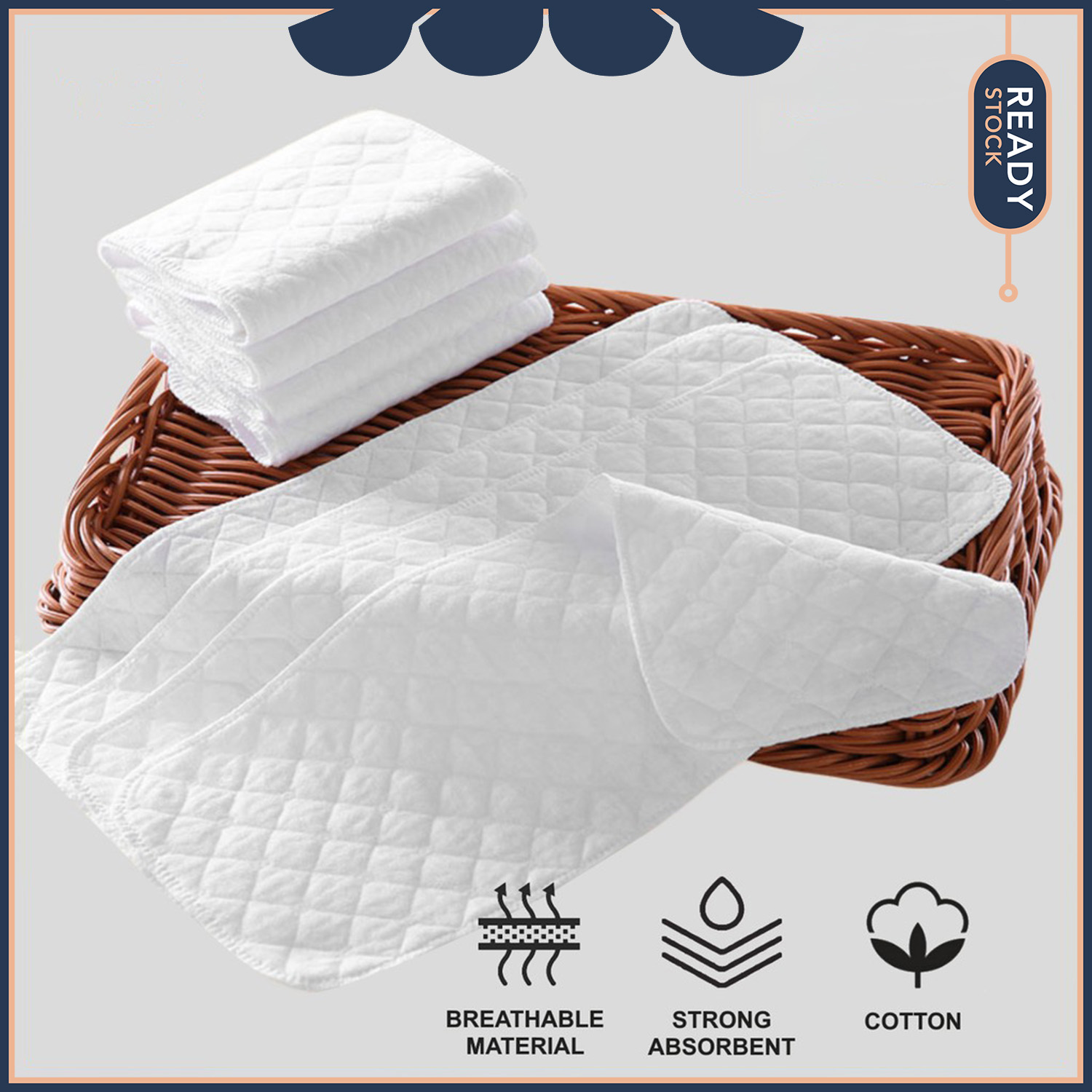 3/6 Layer Baby Cloth Diaper Normal Insert / Lampin Insert kapas Bayi kain kapas