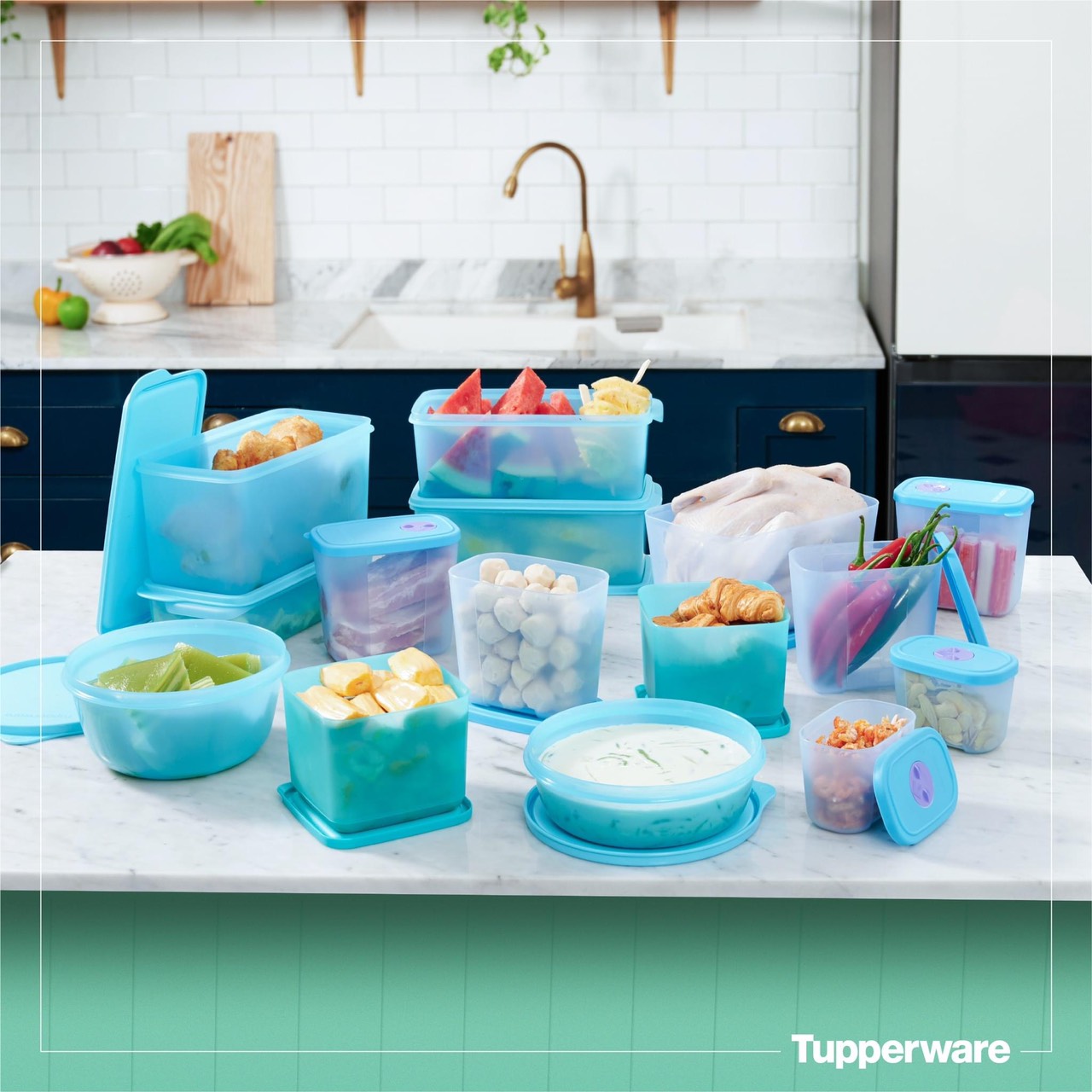 Bộ đôi trữ mát và trữ đông blue ocean set 15 tupperware