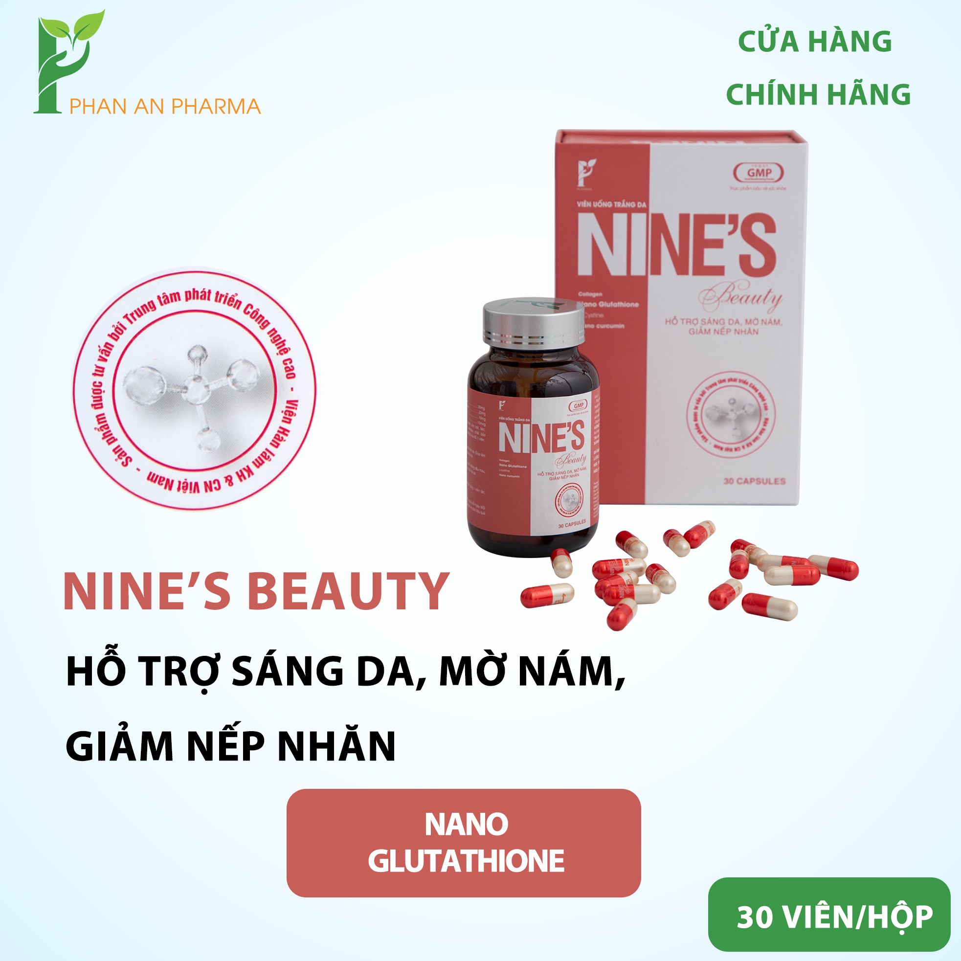 Viên uống trắng da nine's beauty hỗ trợ sáng da mờ nám giảm nếp nhăn