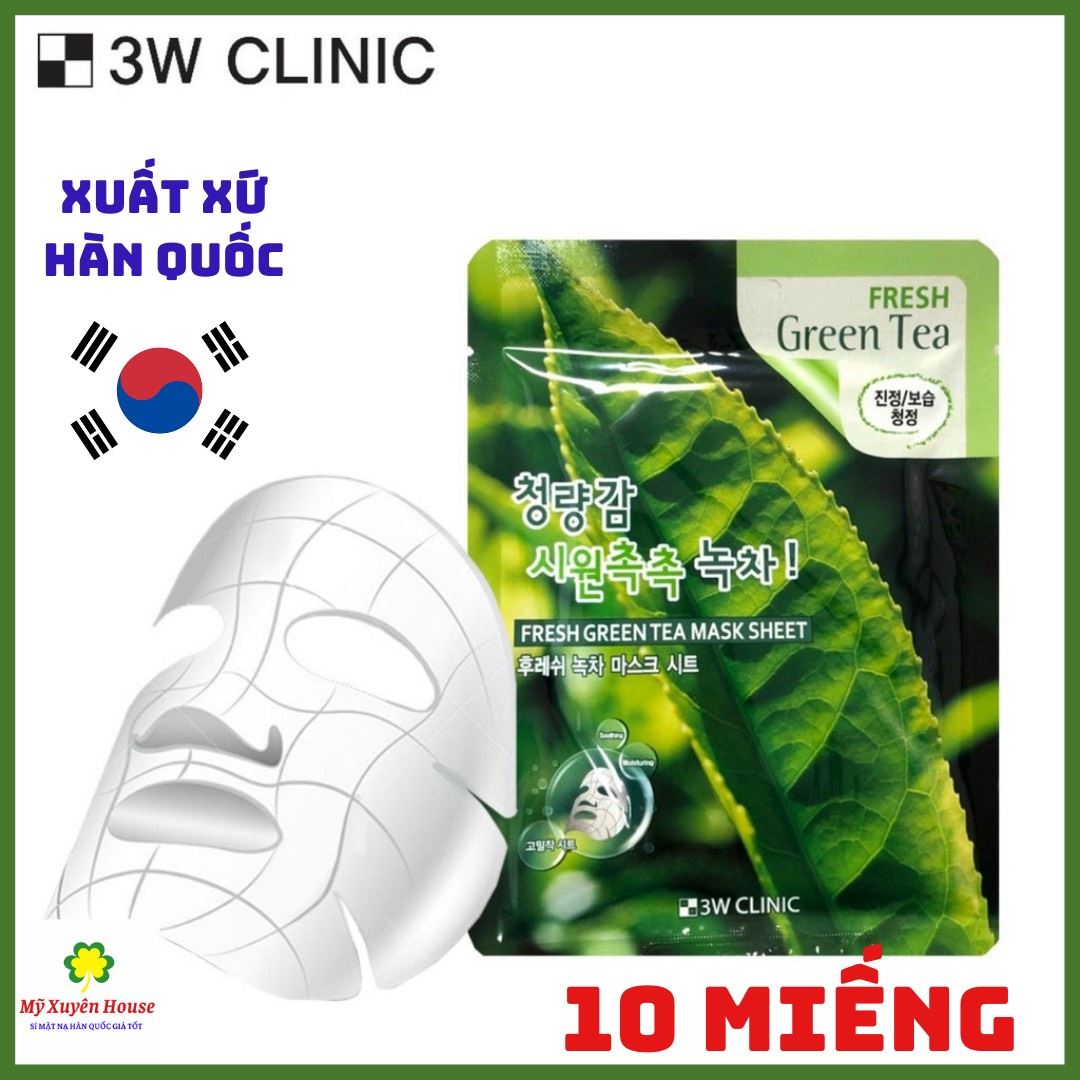 Mặt nạ 3w clinic trà xanh hàn quốc chính hãng 10 miếng