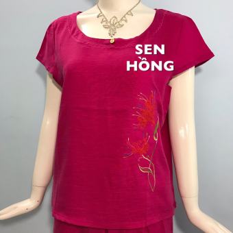 BỘ TÔN GÂN QUẦN DÀI ĐÍNH NÚT THÊU HOA COTTON CAO CẤP-HÀNG CÔNG TY [TỪ 48 ĐẾN 62KG] M48