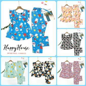 Đồ bộ Tole Nữ, Bộ Tole Lanh Dài Cánh Tiên VNXK F21 45-75kg, chất tole loại 1 mềm mịn mát