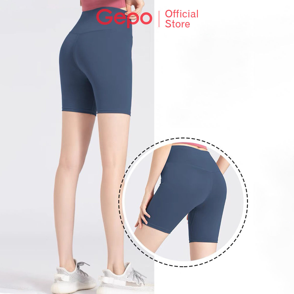 Quần đùi tập gym yoga nữ cạp cao nâng hông bó sát đàn hồi GEPO GP102