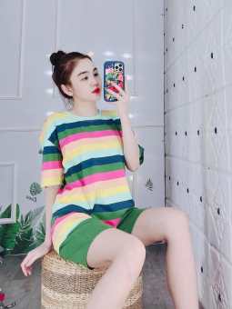 Đồ bộ lửng cotton form rộng dễ thương mặc nhà mùa hè size 40-70kg