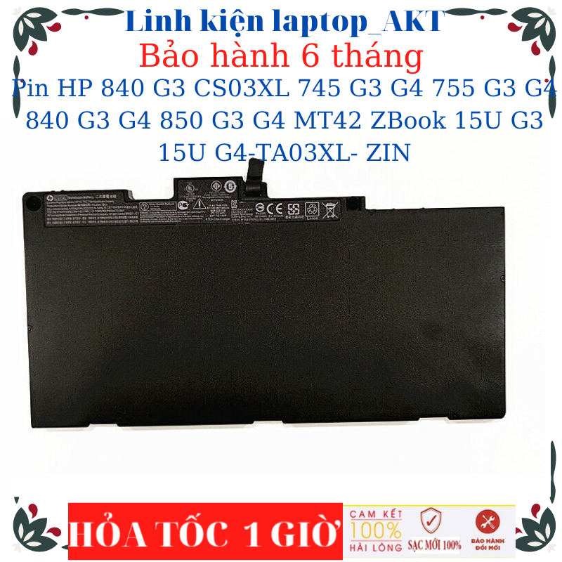 Pin laptop hp 840 g3 cs03xl - elitebook 745 g3 g4 755 g3 g4 840 g3 g4 850 g3 g4 mt42 zbook 15u g3 15u g4-ta03xl- zin