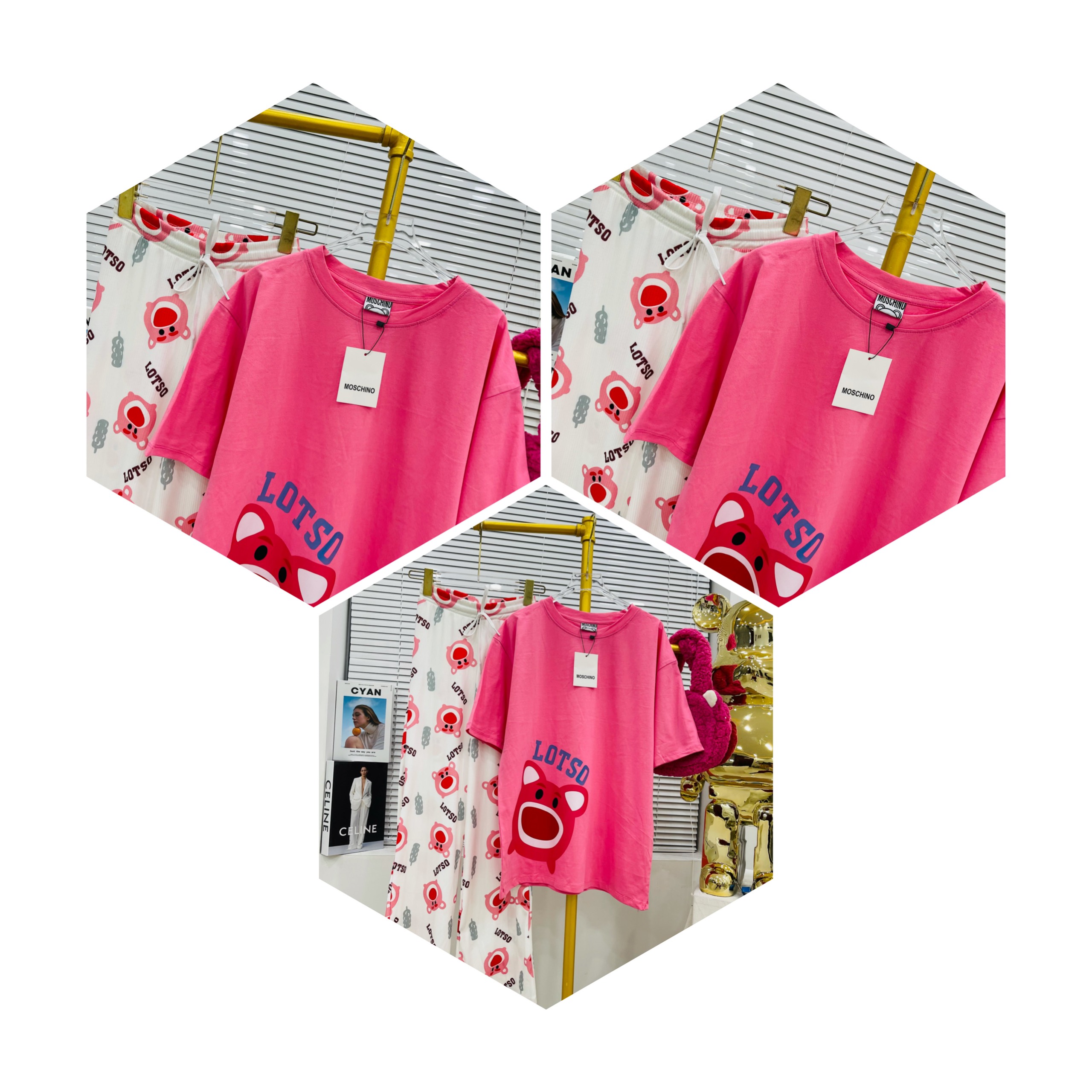 Set đồ bộ cực kỳ dễ thương quần bông ông suông chất cotton 100%