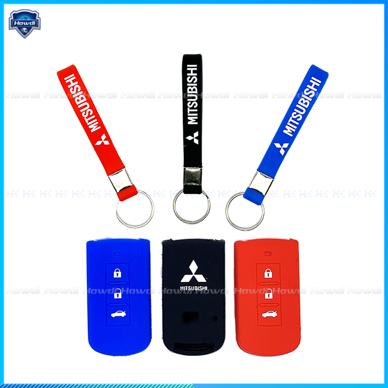 ☆Exclusive☆Silicone Vỏ Chìa Khóa Cho Mitsubishi Outlander ASX Attrage Triton Có Móc Khóa Logo