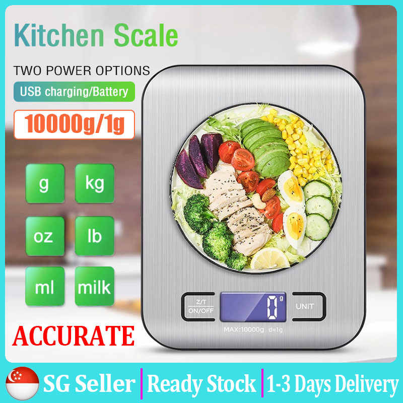 Food Kitchen Scale Next-Shine Rechargeable Digital Scale with LCD Backlit Display and Protective Tray, 5kg x 0.1 for Baking Cooking Meal Prep Postal