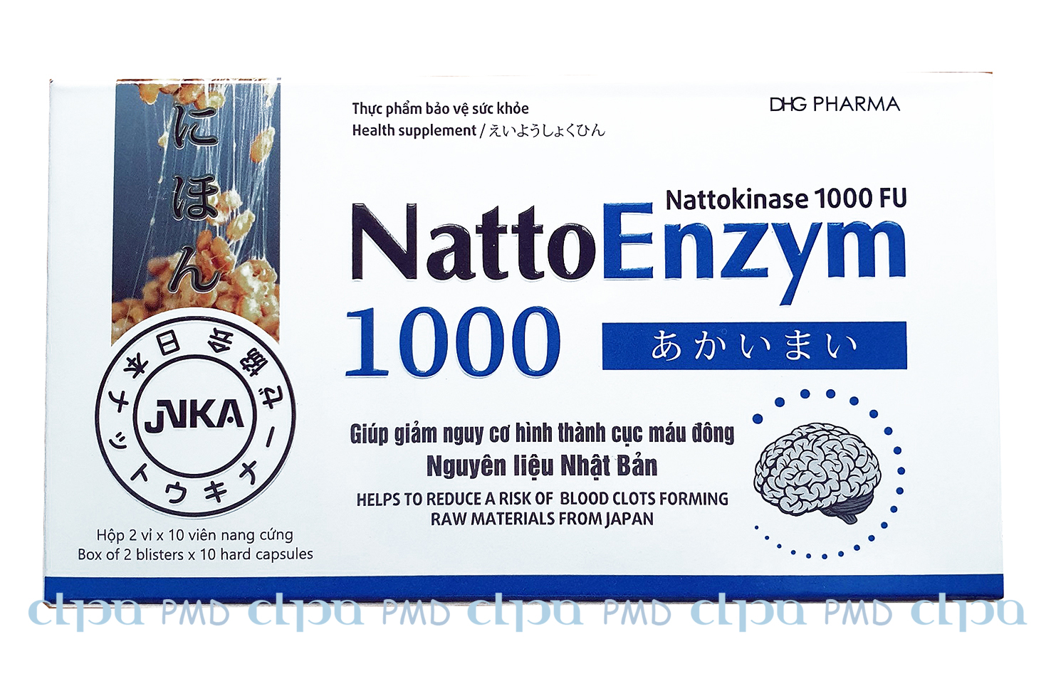 NattoEnzym - Thực phẩm bảo vệ sức khỏe phòng ngừa bệnh lý liên quan đến cục máu đông (Hộp 2 vỉ x 10 viên nang 1000FU)