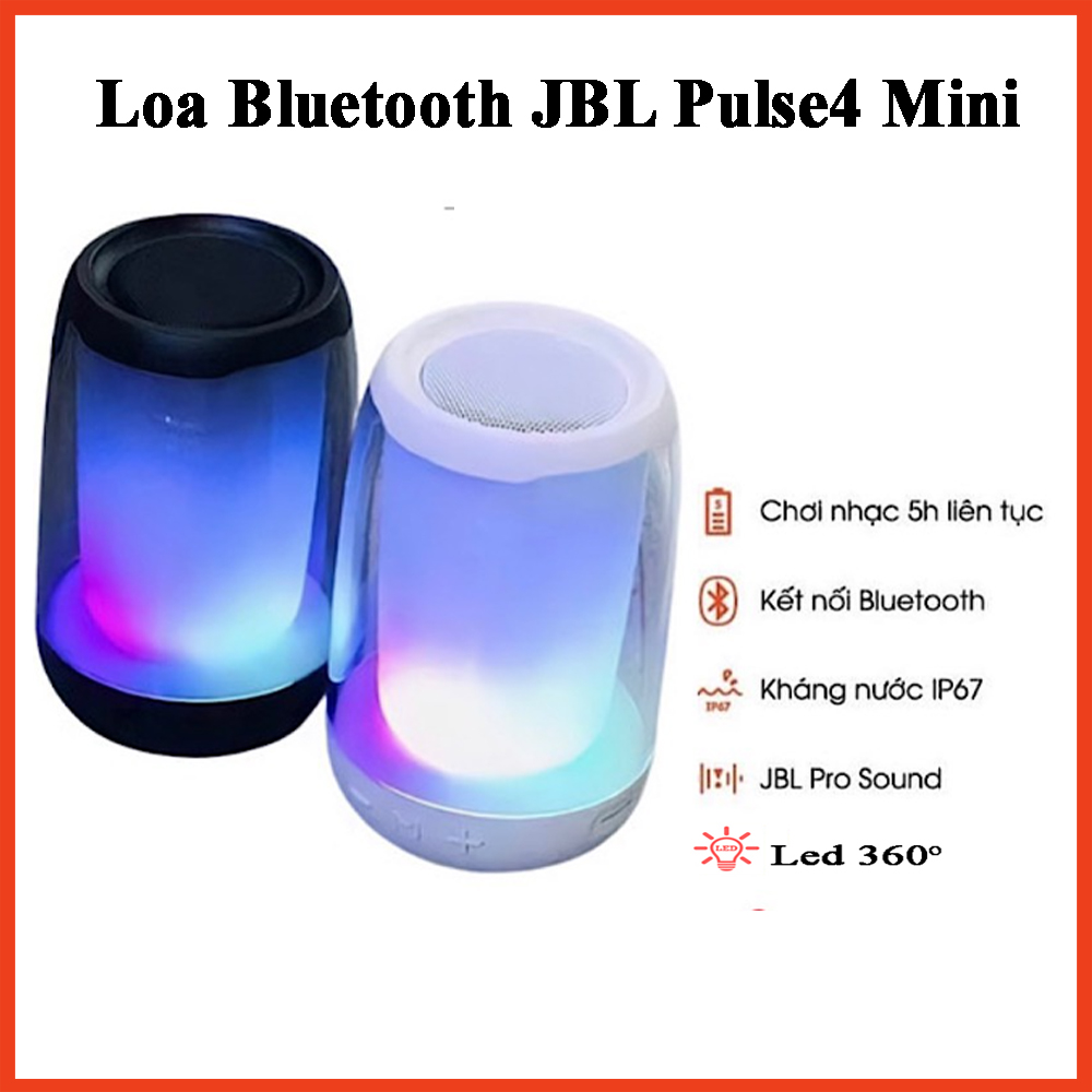 Loa bluetooth đèn led jbl pulse 4 mini - loa bluetooth mini có đèn led theo âm nhạc loa nghe nhạc cầm tay, âm thanh cực hay kèm đèn led đổi màu, đầy đủ kết nối bluetooth, aux, usb, tf card
