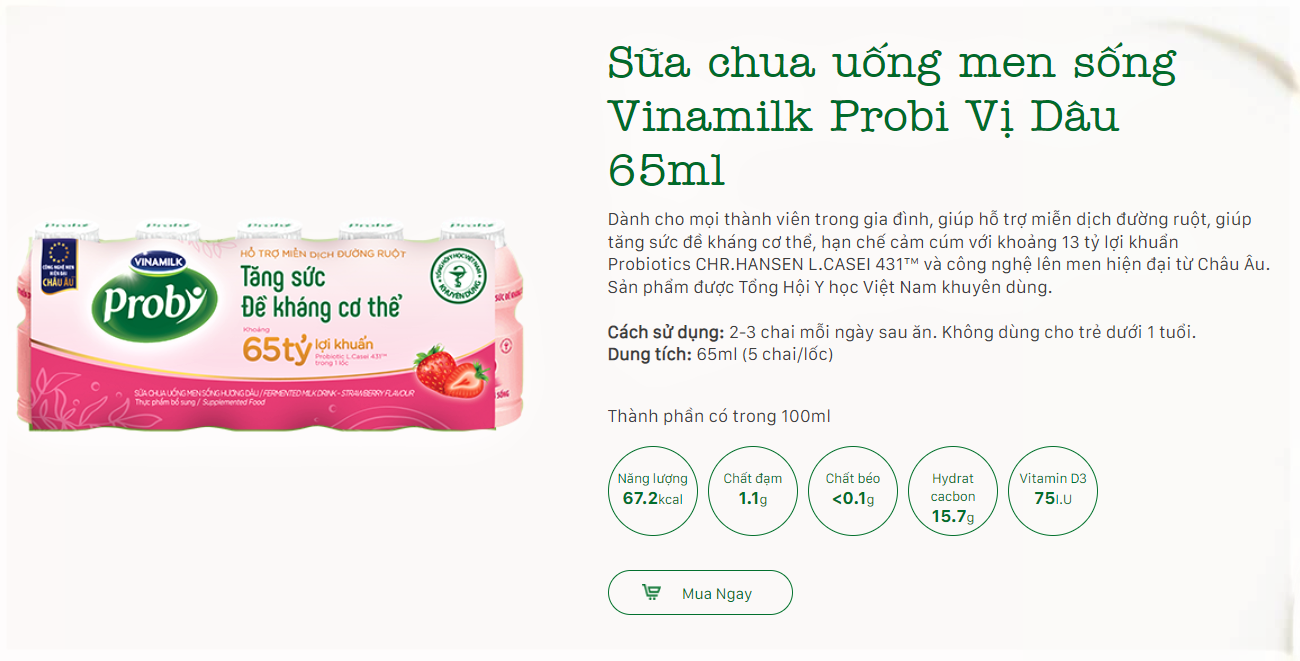 [freeship toàn quốc] thùng sữa chua uống probi hương dâu chai 65ml - 50 chai thùng yogurt 3