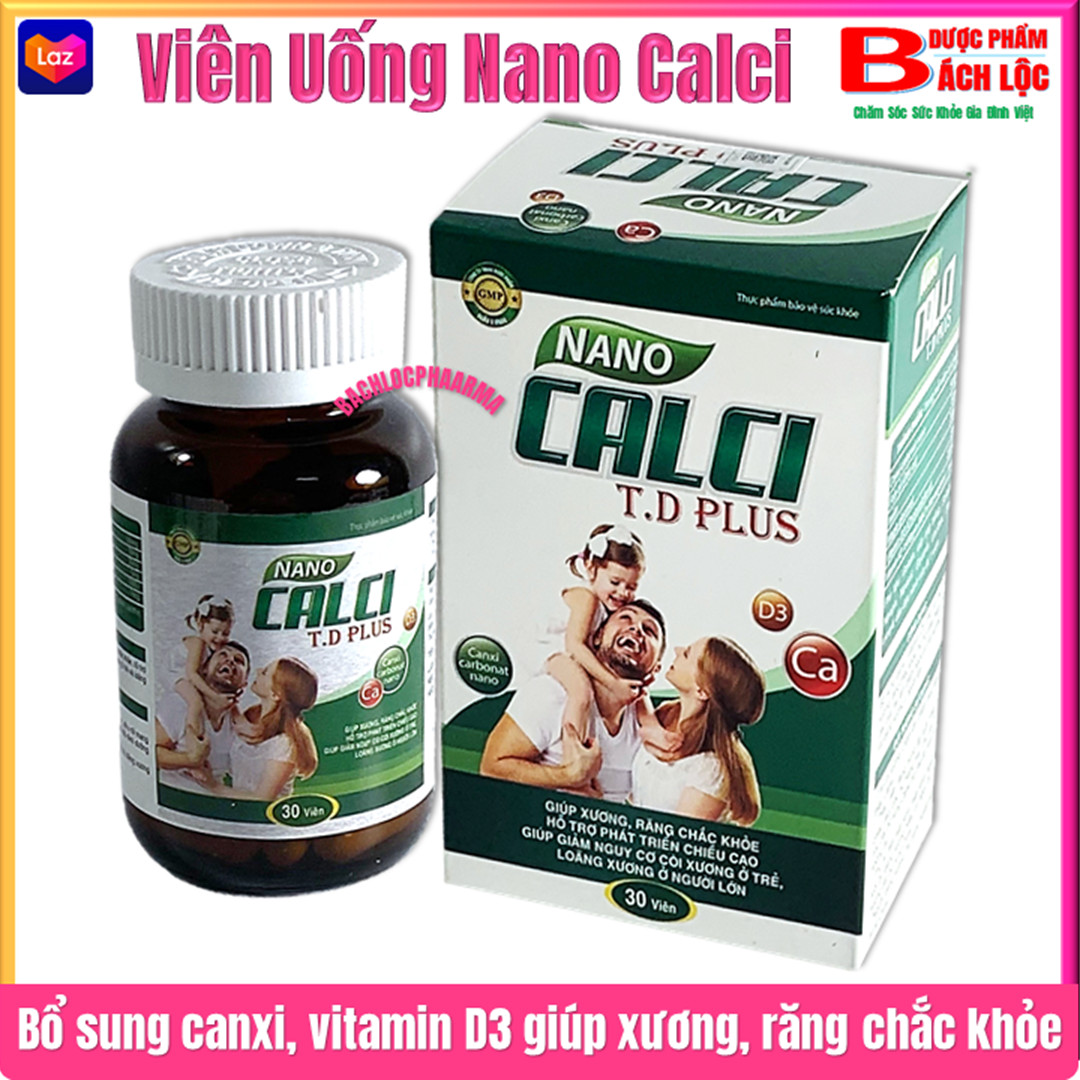 Viên Uống Bổ Sung Canxi Nano MK7 Gold -  Phát triển hệ xương, chắc khỏe xương, giảm loãng xương - Hộp 30 viên sử dụng cho trẻ em trên 6 tuổi, người lớn, phụ nữ có thai và đang cho con bú