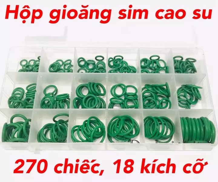 Hộp gioăng sim cao su 270 món, vòng đệm cao su chịu dầu chịu nhiệt - green o ring _ gioăng, ron, roan, roăn, roăng, phom, pom, doan, doang, đệm cao su, vòng o rinh