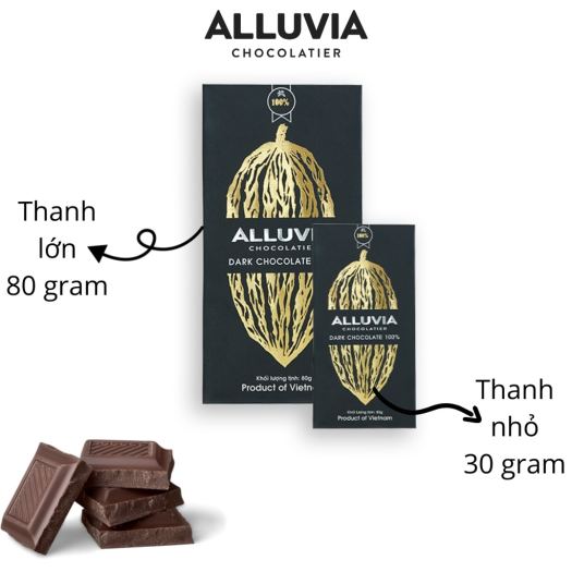 Socola đen nguyên chất không đường đắng đậm Alluvia 100  ca cao Extreme dark chocolate sugar free