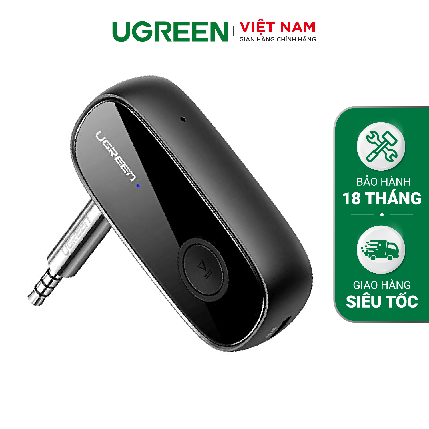 Bộ nhận âm thanh Bluetooth 5.0 UGREEN CM279 Hỗ trợ chuẩn âm thanh APTX - Độ trễ thấp, có micro hỗ trợ đàm thoại - Pin hoạt động 10 giờ liên tục - Hàng phân phối chính hãng - Bảo hành 18 tháng 1 đổi 1