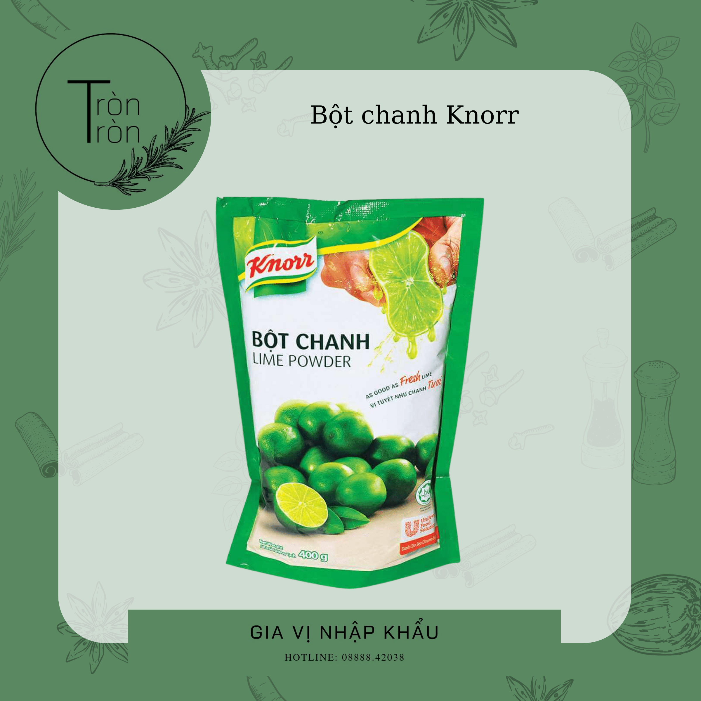 KNORR Bột chanh - 400g nguyên chất 100% hòa tan gia vị nấu ăn làm gỏi sốt nước chấm lẩu pha chế chanh tuyết