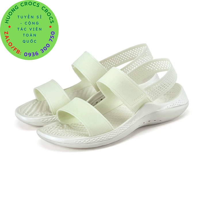 Dép sandal nhựa đi mưa crocs literide pacer 360 cho nữ màu trắng