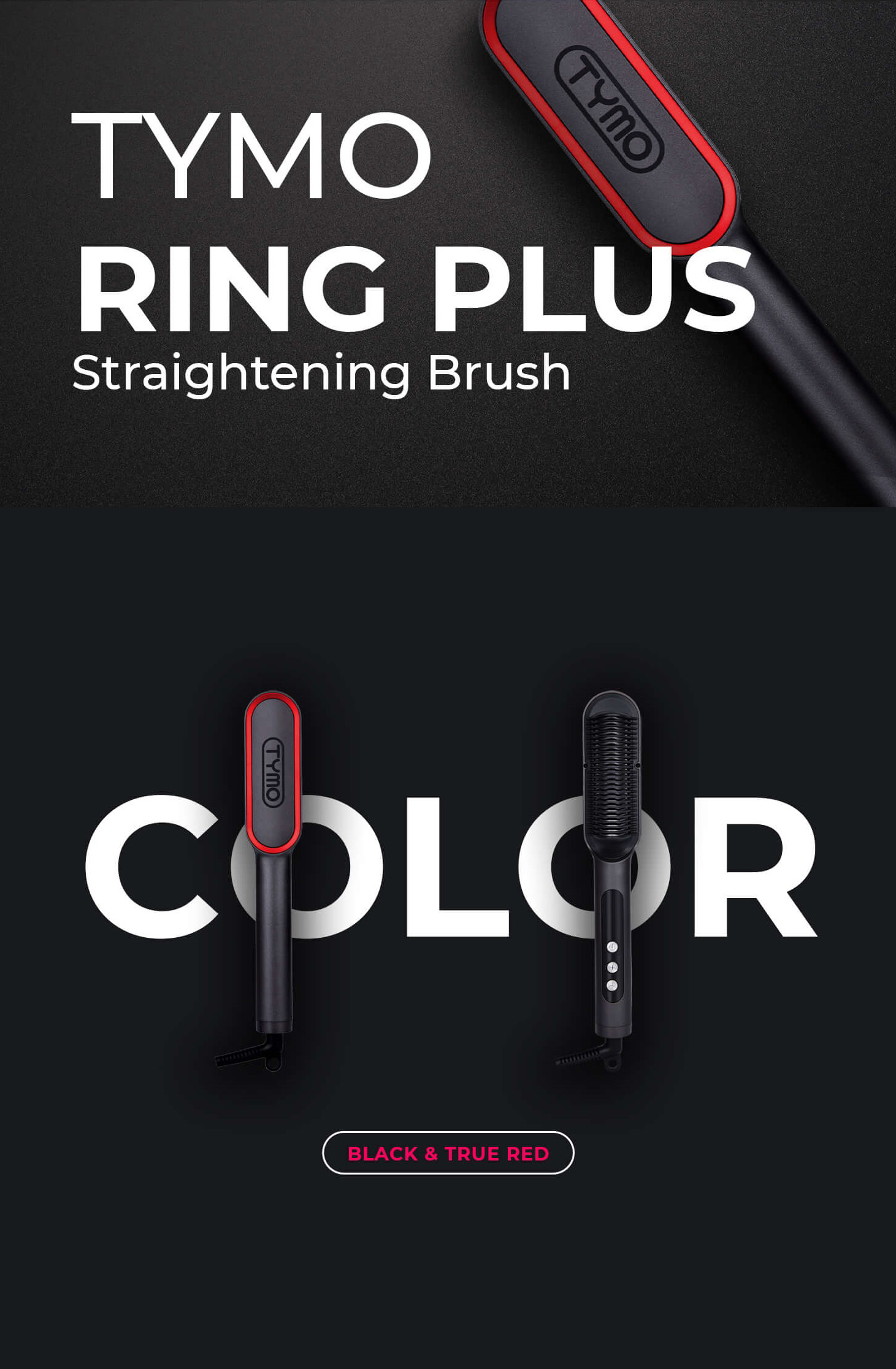 Tymo Ring Plus Ionic Hair Straightener Brush HC103 3D Comb