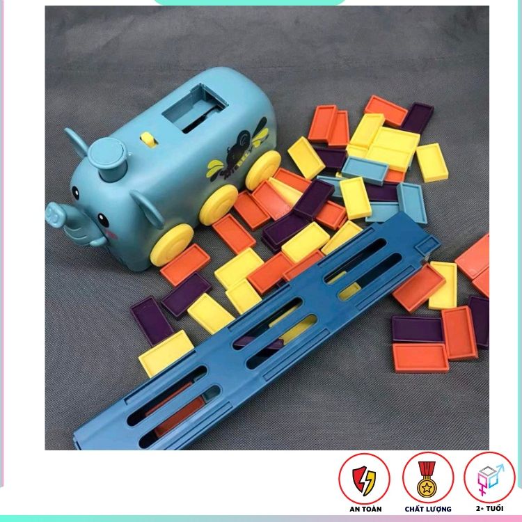 Xe thả domino voi thả khối tự động - có nhạc có đèn - an toàn cho trẻ