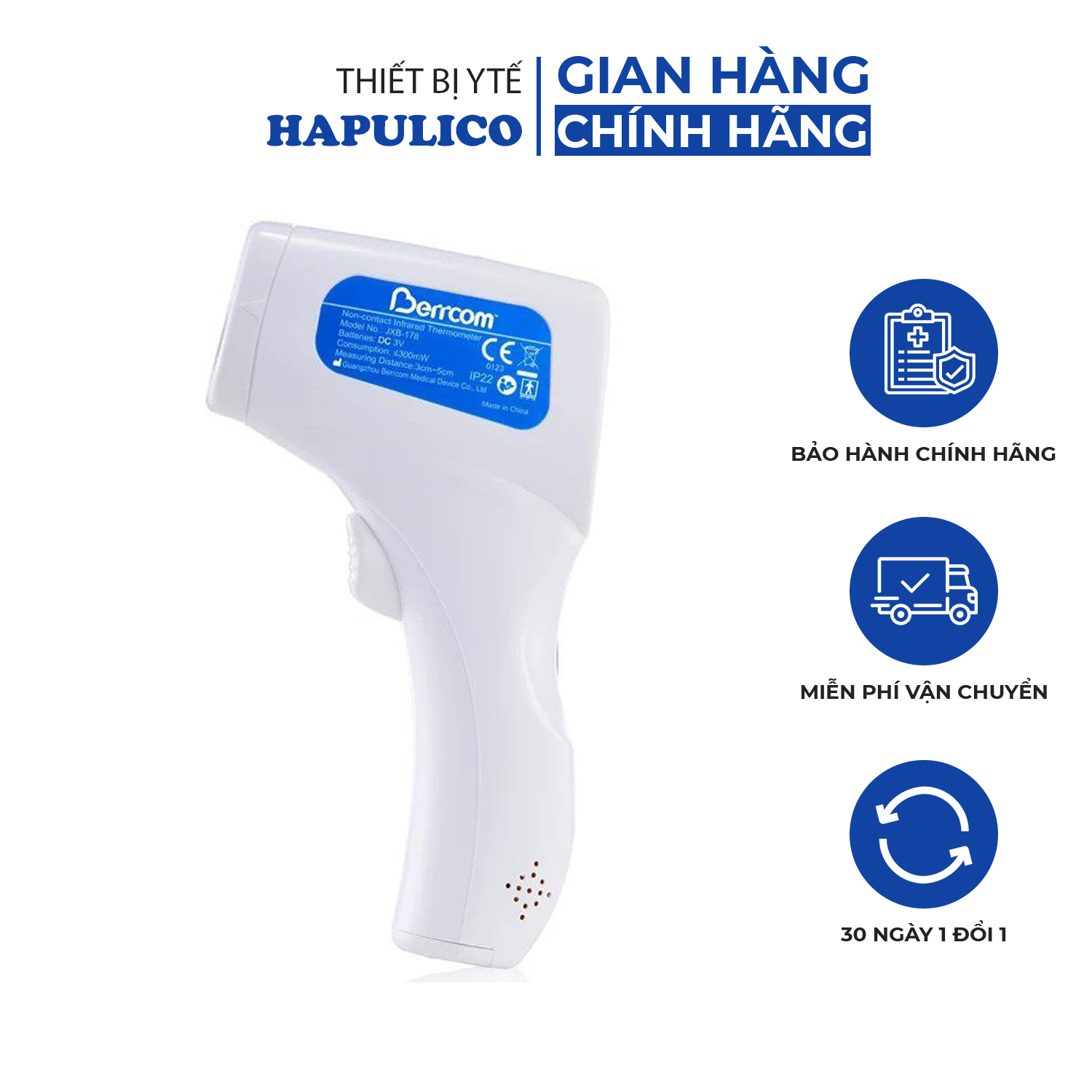 Nhiệt kế hồng ngoại đo trán Berrcom JXB178