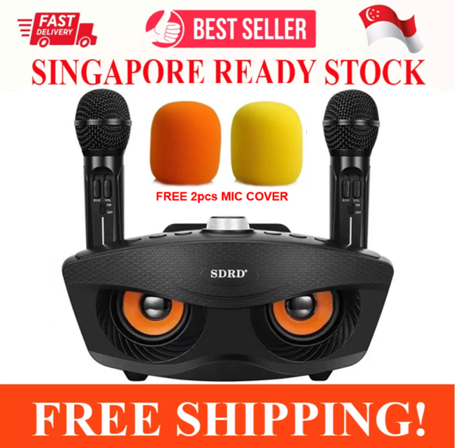 KTV HOME SET WIRELESS BLUETOOTH KARAOKE WITH 2 MICROPHONE SD 306 SD 306S HOME KTV SYSTEM WITH MICROPHONE AND HIFI MACHINE (BLACK AND GOLD AND PURPLE AND GREEN))